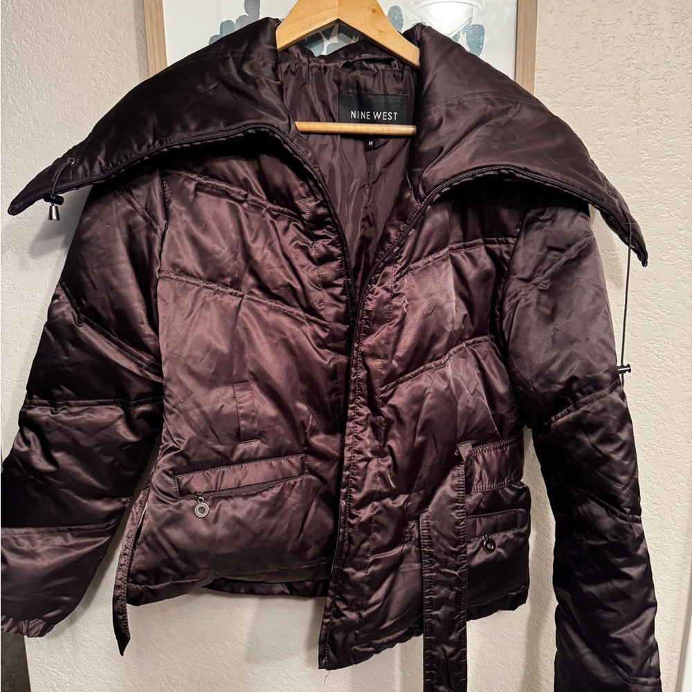 Nine West Women's Dark Purple Puffer Coat